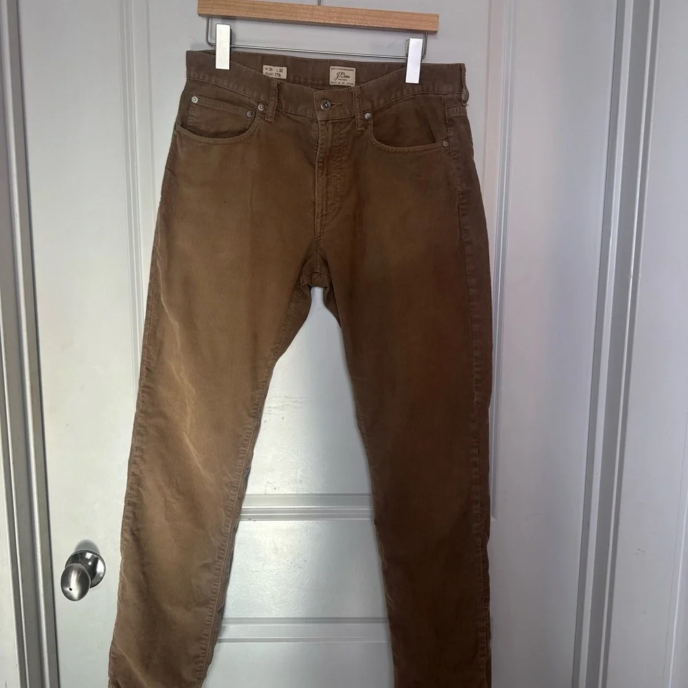 J. Crew Khaki Oak Brown Straight Keg Relaxed Corduroy Pants,31W/32L